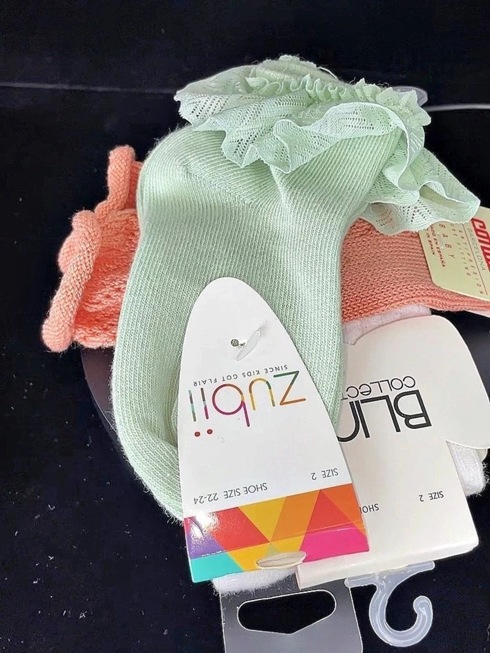 Pack 3 Ruffle Socks in Green & Pink NWT